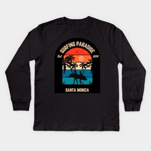 surfing paradise santa monica Kids Long Sleeve T-Shirt